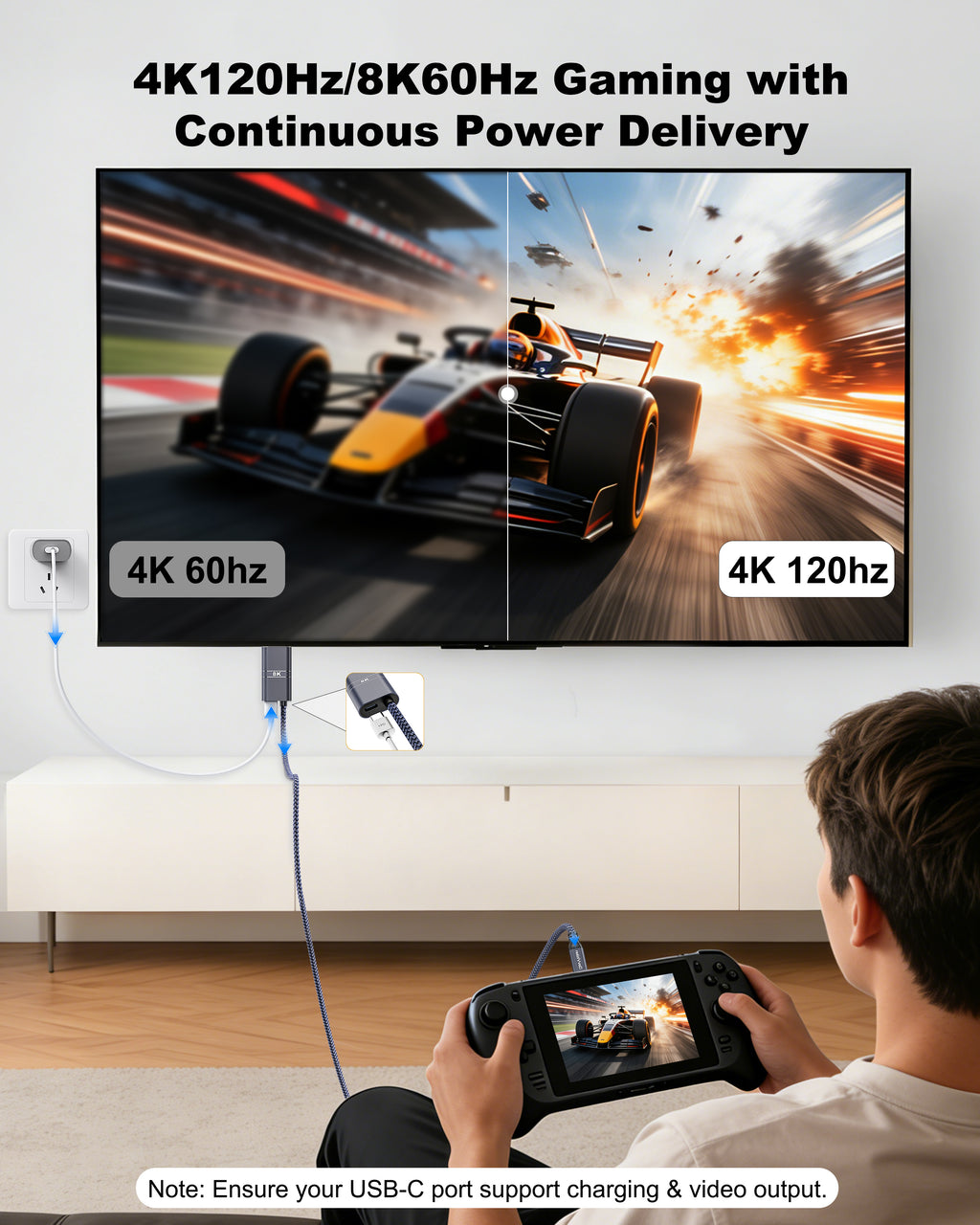 USB C to HDMI Cable with 240W PD Fast Charging 3.3-10FT