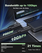 DavVision USB C Fiber Optic Cable 16.4FT Bidirectional Transmission, 10Gbps&PD 60W USB 3.2 Gen2 Tether Cable for Canon/Sony/Nikon,Ultra Slim & Soft for 4K Camera,Webcam,VR/AR,Video Conference