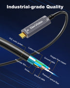 USB C Fiber Optic Cable 33 FT-100FT, 10Gbps USB 3.2 Gen2 Active USB C Cable