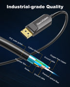 USB C to DP Fiber Optic Cable 33 FT-50FT, 4K@60Hz Type C to DP Active Optic Cable