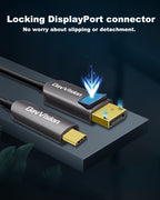USB C to DP Fiber Optic Cable 33 FT-50FT, 4K@60Hz Type C to DP Active Optic Cable