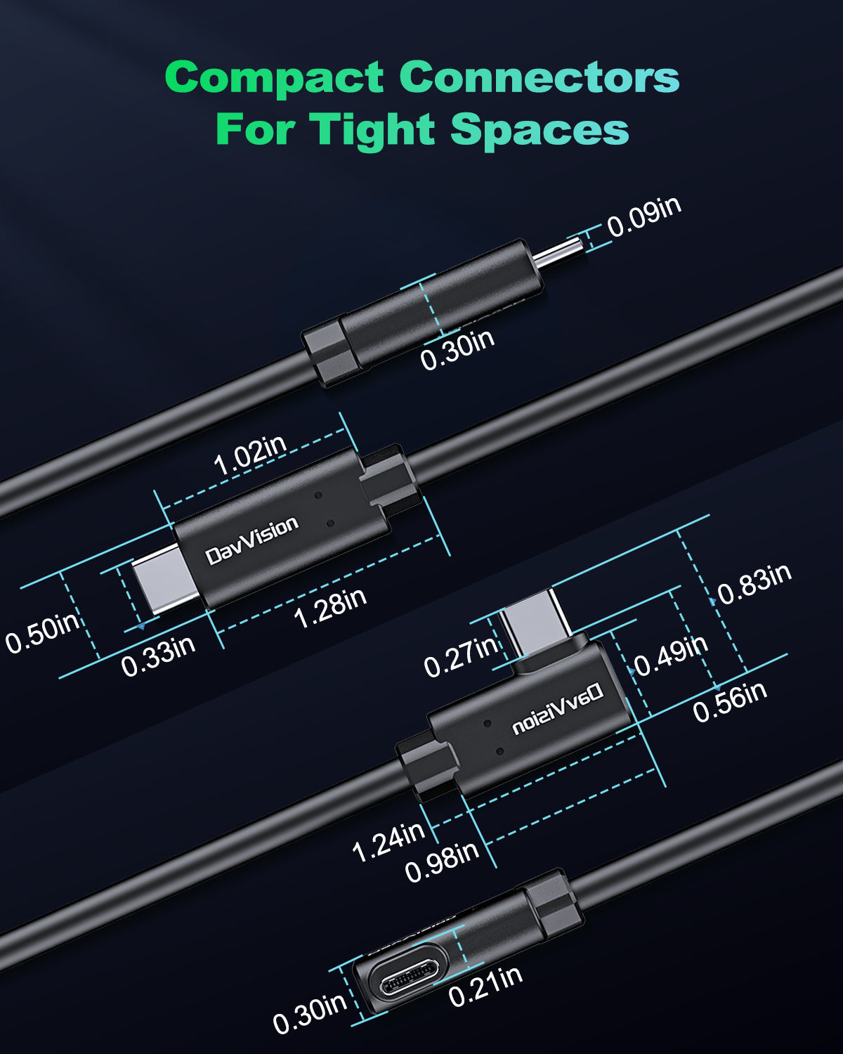 DavVision Long Tether Cable 16.4FT, USB C Fiber Optic Cable Right Angle, PD 60W & 10Gbps Zero Data Loss Between Camera and Computer for Canon/Sony/Nikon,Ultra Slim & Soft for 4K Webcam,VR/AR