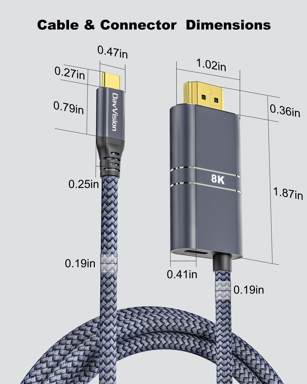 USB C to HDMI Cable with 240W PD Fast Charging 3.3-10FT