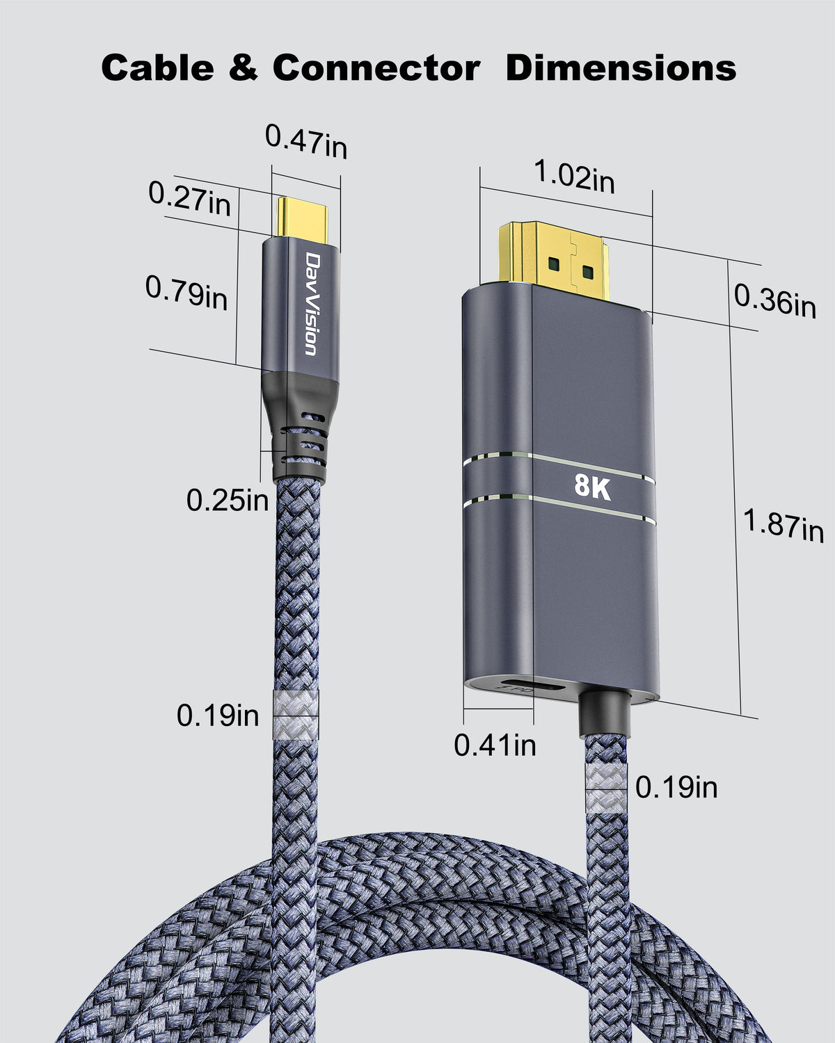USB C to HDMI Cable with 240W PD Fast Charging 3.3-10FT